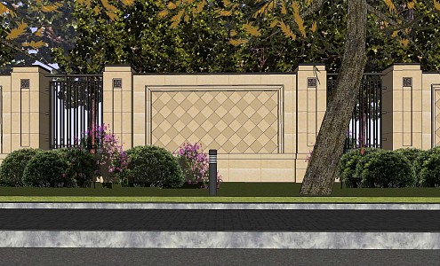 Modern walled outdoor mobile house 3d model