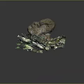 Natural Rock Cave Formation With Stacked Stones And Lush Green Vegetation