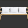 Light Wood Three Seater Sofa With White Cushions Sturdy Structure And Simple Design 3d model