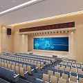 School Auditorium Interior With Seats And Large Screen 3d model