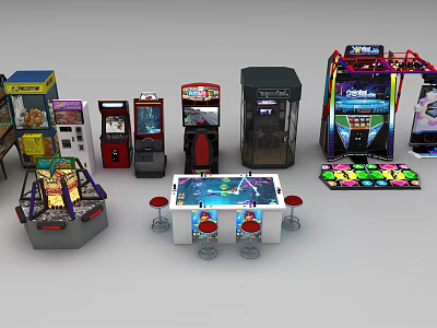 Coin Operated Arcade Amusement Equipment Including Game Machines Dance Platforms And Gaming Tables 3d model