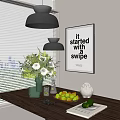 Chic Decorative Ornament Set with Vase Flowers Fruit Bowl and Wall Art for Home Tabletop