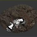 Anime Figure Display Base Featuring Rock Surface And Twisted Branches