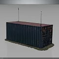 Blue Container With Red Top And Grass Base Featuring Metal Poles