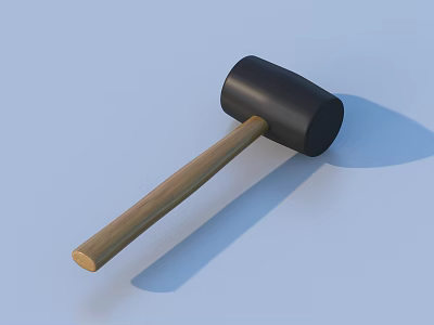 Practical Hardware Tool Hammer With Black Head And Wooden Handle 3d model