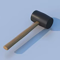 Practical Hardware Tool Hammer With Black Head And Wooden Handle 3d model