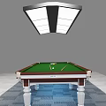Billiard Table With Green Felt Surface Colored Balls Cues And Colorful Balloons Under Table
