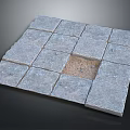 Gray Square Stone Pavers Laid On Ground With Missing Piece Revealing Earth Underneath