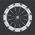 Information Wheel with Multiple Sections Blue and White Design Central Hub Spoke Structure