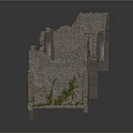 Ancient Castle Ruins Stone Structure With Broken Walls Arched Windows And Moss Covered 3d model