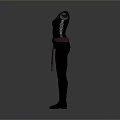 Game Movie Character Costume With Black Tank Top Red Belt And Daggers
