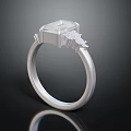 Stylish Silver Ring With Square Gemstone And Decorative Shiny Band Design 3d model