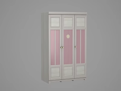 Modern Wardrobe With Glass Panel Doors Metal Handles And White Frame Storage Design 3d model