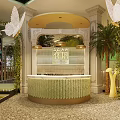 Elegant Restaurant Interior With Butterfly Decor Green Plants Palm Trees And Warm Lighting