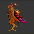 Muscular Anthropomorphic Rooster Creature With Vibrant Crest Colorful Feathers And Yellow Claws