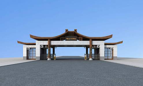 New Chinese Style Gate Security Pavilion Entrance Hall 3d model