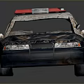 Old Rusty Police Car With Red Blue Lights And Weathered Body