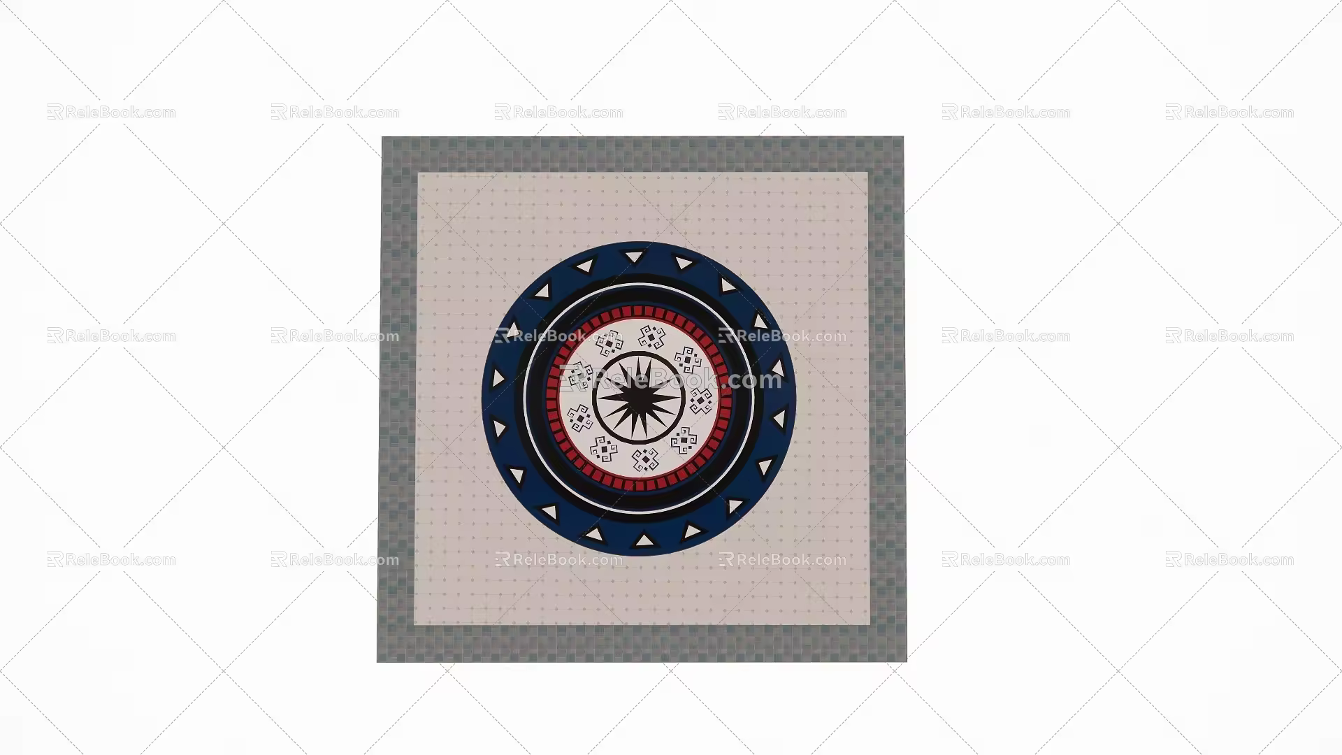 Ethnic style floor tile mosaic 3d model