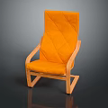 Orange Upholstered Rocking Armchair With Diamond Quilted Design And Wooden Frame