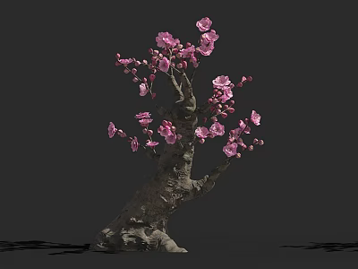 Stunning Blossoming Tree With Pink Flowers And Twisted Rough Trunk Design 3d model