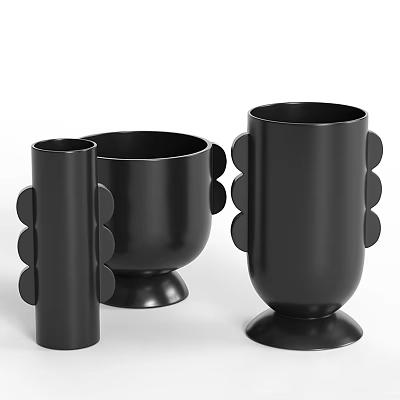 Modern Black Decorative Ornament Set With Unique Shapes For Home Decor 3d model