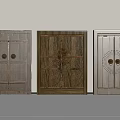 Three Wooden Doors With Different Designs Wood Grain And Decorative Ornaments