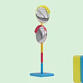 Colorful Standing Photo Spot With Double Round Silver Mirrors And Blue Base
