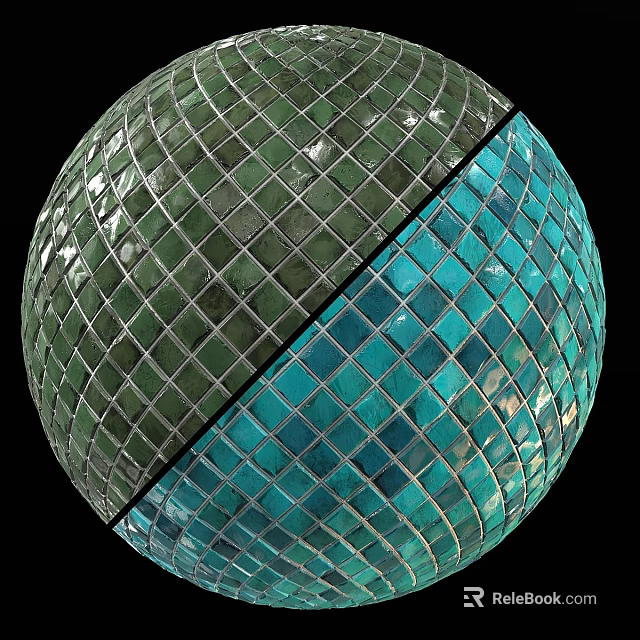 Spherical Components With Two Tone Grid Pattern Green And Blue Design 3d model 