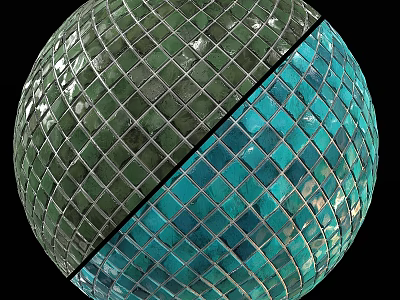 Spherical Components With Two Tone Grid Pattern Green And Blue Design 3d model