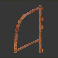 Orange Rusty Metal Industrial Frame With Cross Beams And Brackets