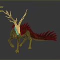 Mythical Creature Character With Antlered Head Scaled Body And Long Tail 3d model