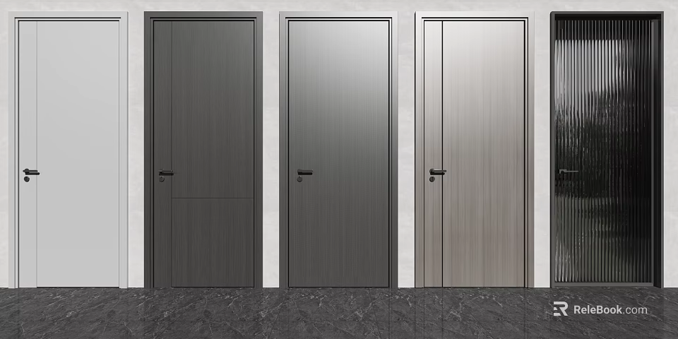 Modern Interior Hinged Doors With Various Color Finishes For Home Design 3d model 