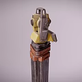 Two Surveying Instruments With Yellow Body Brown Straps And Metal Tripod Stands