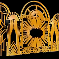 Golden Decorative Laser Cut Panels With Arched Patterns And Geometric Designs