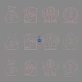 Gold Currency Themed Wall Decor With Money Bag Banknotes Hands Holding Coins And Dollar Signs