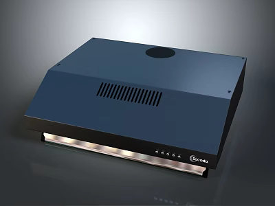 Gree Dark Blue Range Hood With Ventilation Grille And LED Light Strip For Kitchen 3d model