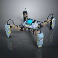 Multi Legged Mechanical Spider Robot With Blue Sensor And Gray Yellow Joints 3d model