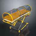 Yellow Medical Stretcher Trolley With Transparent Cover And Mobile Wheels