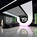 Modern 4S Car Dealership Showroom Featuring Displayed White And Yellow Vehicles With Modern Lighting