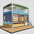 Sou Young Small Building With Green Roof Plants Wave Design And Wooden Platform