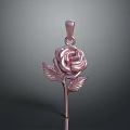 Elegant Rose Shaped Metallic Pendant With Leaf Detail Fashion Jewelry Accessory For Women