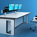 Modern Office Desk Workstation With Multiple Monitors And Ergonomic Chair Setup 3d model