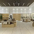 Modern Chinese Style Specialty Store Interior With Display Cabinets Exhibition Counters And Chandeliers