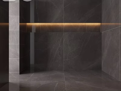 Modern Bathroom Wall Components With Dark Marble Tiles And Built in LED Lighting 3d model
