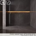 Modern Bathroom Wall Components With Dark Marble Tiles And Built in LED Lighting
