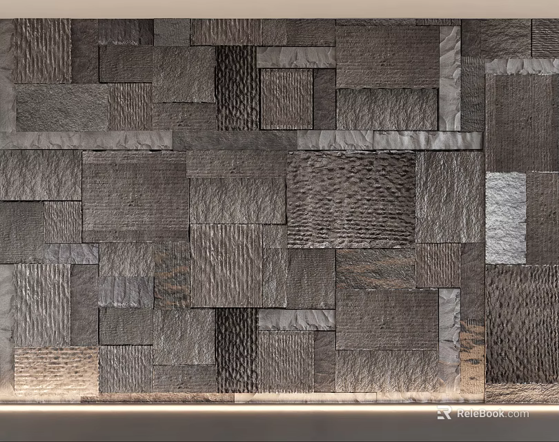 Textured Metallic Background Wall With Mixed Gray Silver Panels And Geometric Patterns 3d model
