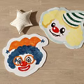 Fun Clown Face Shaped Kids Area Rugs With Colorful Hats And Red Noses