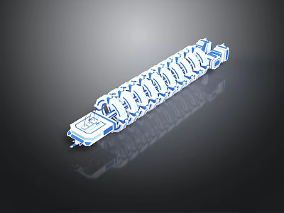 Blue And White Spiral Structure Component Designed For Spacecraft Missions 3d model