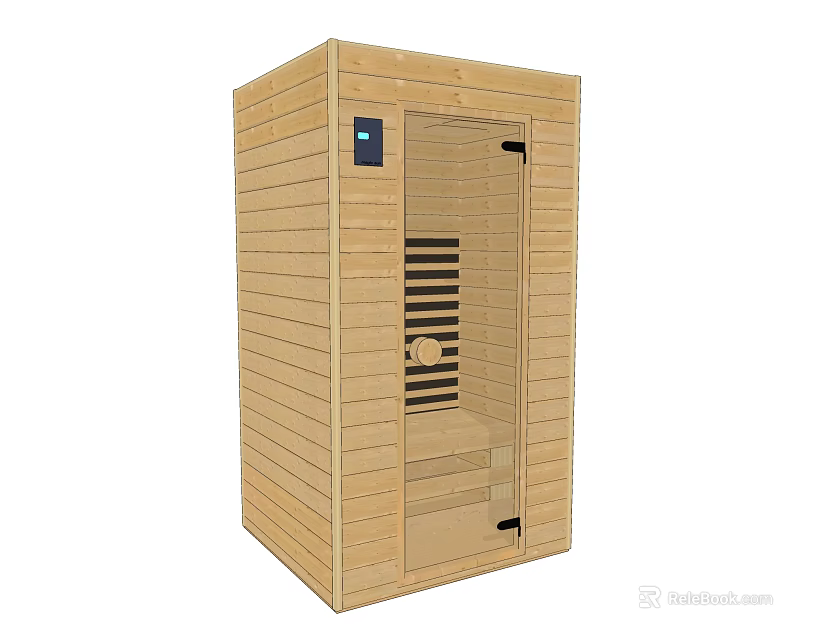 Wooden Shower Sauna Interior Design With Solid Wood Structure Door And Internal Seats 3d model 