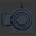 Dark Blue Industrial Electric Motor With Cooling Fins Sturdy Base And Hanging Ring